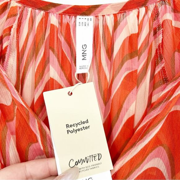 NWT Mango Lidia Printed Maxi Dress 6 Orange - Picture 5 of 7